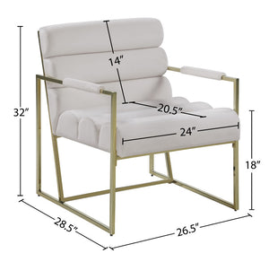 Wayne Velvet / Engineered Wood / Iron / Foam Contemporary Cream Velvet Accent Chair - 26.5" W x 28.5" D x 32" H