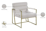 Wayne Velvet / Engineered Wood / Iron / Foam Contemporary Cream Velvet Accent Chair - 26.5" W x 28.5" D x 32" H