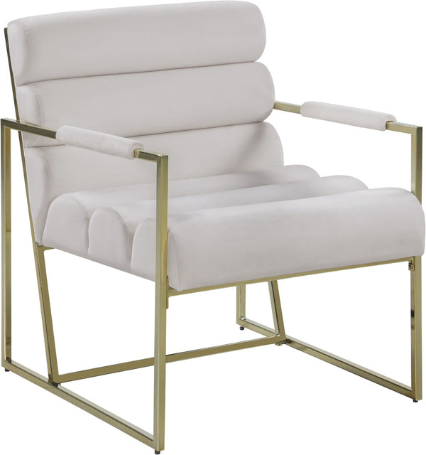 Wayne Velvet / Engineered Wood / Iron / Foam Contemporary Cream Velvet Accent Chair - 26.5" W x 28.5" D x 32" H