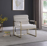 Wayne Velvet / Engineered Wood / Iron / Foam Contemporary Cream Velvet Accent Chair - 26.5" W x 28.5" D x 32" H