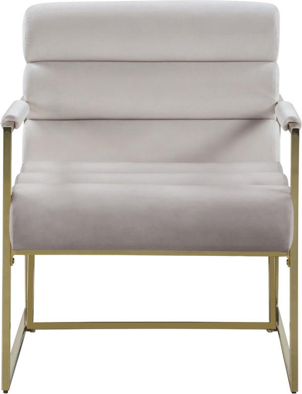 Wayne Velvet / Engineered Wood / Iron / Foam Contemporary Cream Velvet Accent Chair - 26.5" W x 28.5" D x 32" H