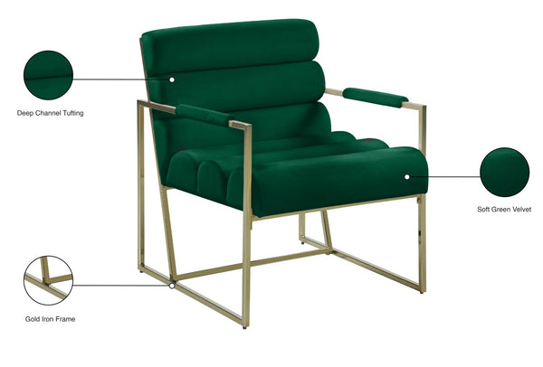 Wayne Velvet / Engineered Wood / Iron / Foam Contemporary Green Velvet Accent Chair - 26.5" W x 28.5" D x 32" H