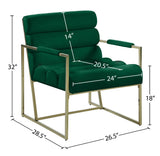 Wayne Velvet / Engineered Wood / Iron / Foam Contemporary Green Velvet Accent Chair - 26.5" W x 28.5" D x 32" H