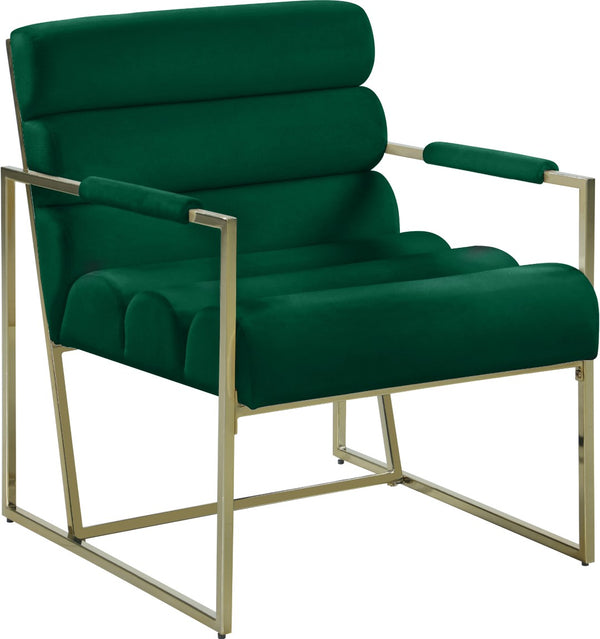 Wayne Velvet / Engineered Wood / Iron / Foam Contemporary Green Velvet Accent Chair - 26.5" W x 28.5" D x 32" H