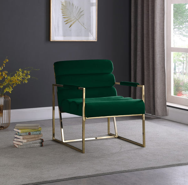 Wayne Velvet / Engineered Wood / Iron / Foam Contemporary Green Velvet Accent Chair - 26.5" W x 28.5" D x 32" H