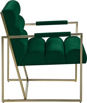 Wayne Velvet / Engineered Wood / Iron / Foam Contemporary Green Velvet Accent Chair - 26.5" W x 28.5" D x 32" H
