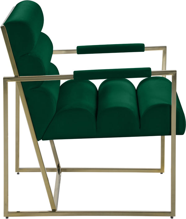 Wayne Velvet / Engineered Wood / Iron / Foam Contemporary Green Velvet Accent Chair - 26.5" W x 28.5" D x 32" H