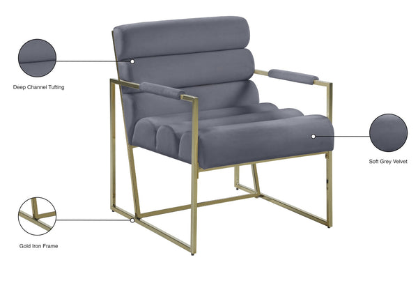Wayne Velvet / Engineered Wood / Iron / Foam Contemporary Grey Velvet Accent Chair - 26.5" W x 28.5" D x 32" H