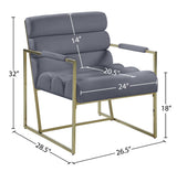 Wayne Velvet / Engineered Wood / Iron / Foam Contemporary Grey Velvet Accent Chair - 26.5" W x 28.5" D x 32" H