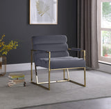 Wayne Velvet / Engineered Wood / Iron / Foam Contemporary Grey Velvet Accent Chair - 26.5" W x 28.5" D x 32" H