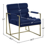 Wayne Velvet / Engineered Wood / Iron / Foam Contemporary Navy Velvet Accent Chair - 26.5" W x 28.5" D x 32" H