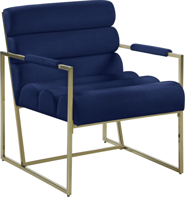 Wayne Velvet / Engineered Wood / Iron / Foam Contemporary Navy Velvet Accent Chair - 26.5" W x 28.5" D x 32" H