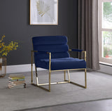 Wayne Velvet / Engineered Wood / Iron / Foam Contemporary Navy Velvet Accent Chair - 26.5" W x 28.5" D x 32" H