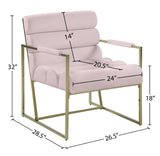 Wayne Velvet / Engineered Wood / Iron / Foam Contemporary Pink Velvet Accent Chair - 26.5" W x 28.5" D x 32" H