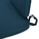 Coesse Outdoor Water Resistant Fabric Loveseat Cushions, Dark Teal Noble House