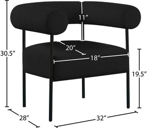 Blake Boucle Fabric / Iron / Foam Contemporary Black Boucle Fabric Accent Chair - 32" W x 28" D x 30.5" H