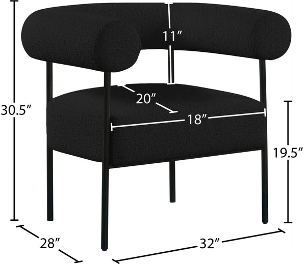 Blake Boucle Fabric / Iron / Foam Contemporary Black Boucle Fabric Accent Chair - 32" W x 28" D x 30.5" H