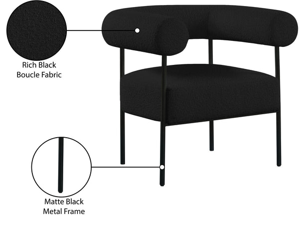 Blake Boucle Fabric / Iron / Foam Contemporary Black Boucle Fabric Accent Chair - 32" W x 28" D x 30.5" H