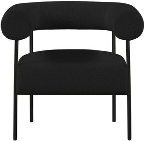 Blake Boucle Fabric / Iron / Foam Contemporary Black Boucle Fabric Accent Chair - 32" W x 28" D x 30.5" H