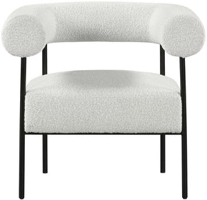 Blake Boucle Fabric / Iron / Foam Contemporary Cream Boucle Fabric Accent Chair - 32" W x 28" D x 30.5" H