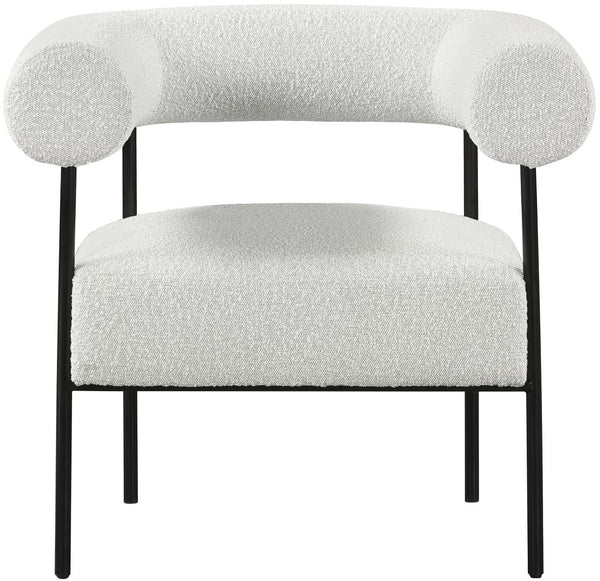 Blake Boucle Fabric / Iron / Foam Contemporary Cream Boucle Fabric Accent Chair - 32" W x 28" D x 30.5" H