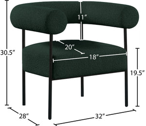 Blake Boucle Fabric / Iron / Foam Contemporary Green Boucle Fabric Accent Chair - 32" W x 28" D x 30.5" H