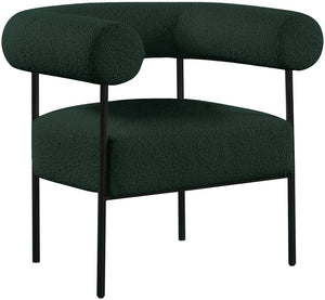 Blake Boucle Fabric / Iron / Foam Contemporary Green Boucle Fabric Accent Chair - 32" W x 28" D x 30.5" H