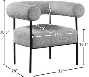 Blake Boucle Fabric / Iron / Foam Contemporary Grey Boucle Fabric Accent Chair - 32" W x 28" D x 30.5" H