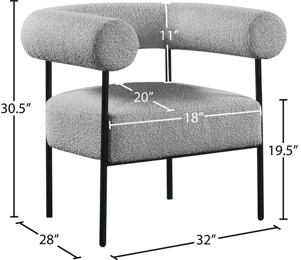 Blake Boucle Fabric / Iron / Foam Contemporary Grey Boucle Fabric Accent Chair - 32" W x 28" D x 30.5" H