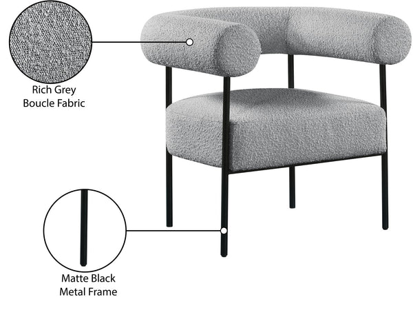 Blake Boucle Fabric / Iron / Foam Contemporary Grey Boucle Fabric Accent Chair - 32" W x 28" D x 30.5" H