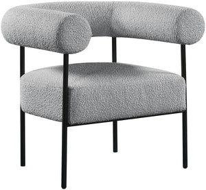 Blake Boucle Fabric / Iron / Foam Contemporary Grey Boucle Fabric Accent Chair - 32" W x 28" D x 30.5" H