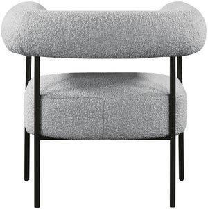 Blake Boucle Fabric / Iron / Foam Contemporary Grey Boucle Fabric Accent Chair - 32" W x 28" D x 30.5" H