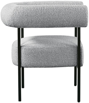 Blake Boucle Fabric / Iron / Foam Contemporary Grey Boucle Fabric Accent Chair - 32" W x 28" D x 30.5" H
