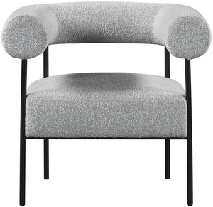 Blake Boucle Fabric / Iron / Foam Contemporary Grey Boucle Fabric Accent Chair - 32" W x 28" D x 30.5" H