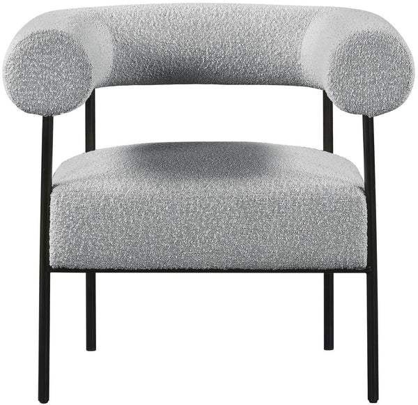 Blake Boucle Fabric / Iron / Foam Contemporary Grey Boucle Fabric Accent Chair - 32" W x 28" D x 30.5" H