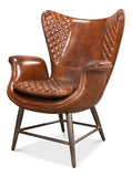 Quilted Vintage Cigar Brown Wing Chair
