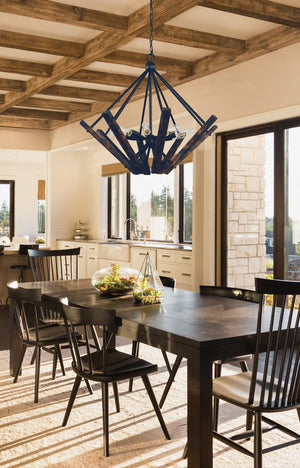 8-Light Matte Black Rustic Chic Chandelier