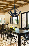 8-Light Matte Black Rustic Chic Chandelier