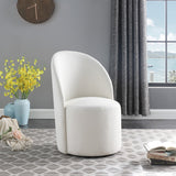 Hautely Boucle Fabric / Engineered Wood / Iron / Foam Contemporary Cream Boucle Fabric Accent Chair - 24" W x 26" D x 35" H