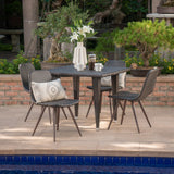 Tongass Outdoor 5 Piece Multibrown Wicker 35 Inch Square Dining Set Noble House