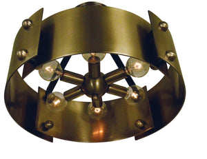 6-Light Antique Brass/Matte Black Lasalle Semi-Flush