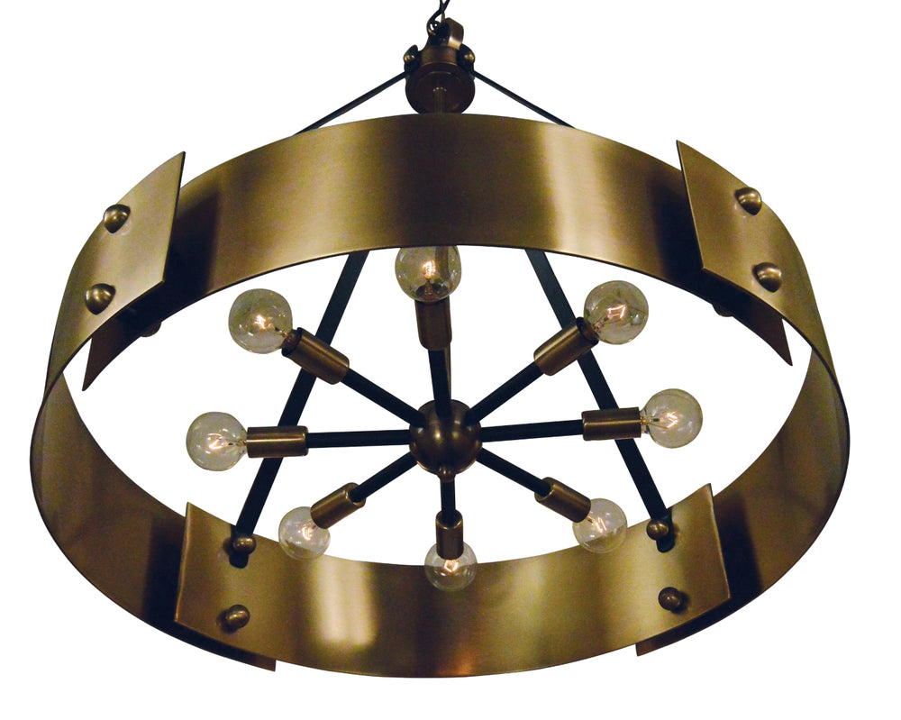 8-Light Antique Brass/Matte Black Lasalle Chandelier