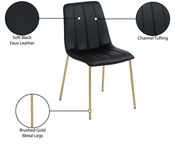 Isla Faux Leather / Metal / Foam Contemporary Black Faux Leather Dining Chair - 18.5" W x 22.5" D x 33.5" H