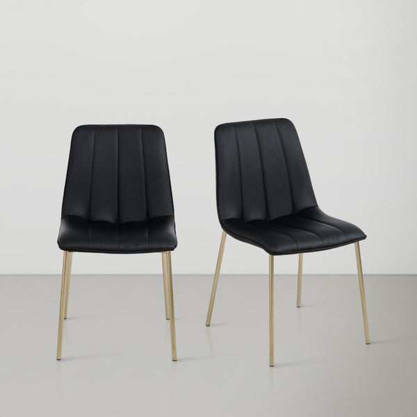 Isla Faux Leather / Metal / Foam Contemporary Black Faux Leather Dining Chair - 18.5" W x 22.5" D x 33.5" H