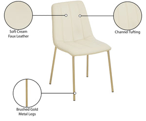 Isla Faux Leather / Metal / Foam Contemporary Cream Faux Leather Dining Chair - 18.5" W x 22.5" D x 33.5" H