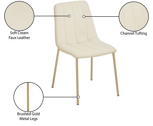 Isla Faux Leather / Metal / Foam Contemporary Cream Faux Leather Dining Chair - 18.5" W x 22.5" D x 33.5" H