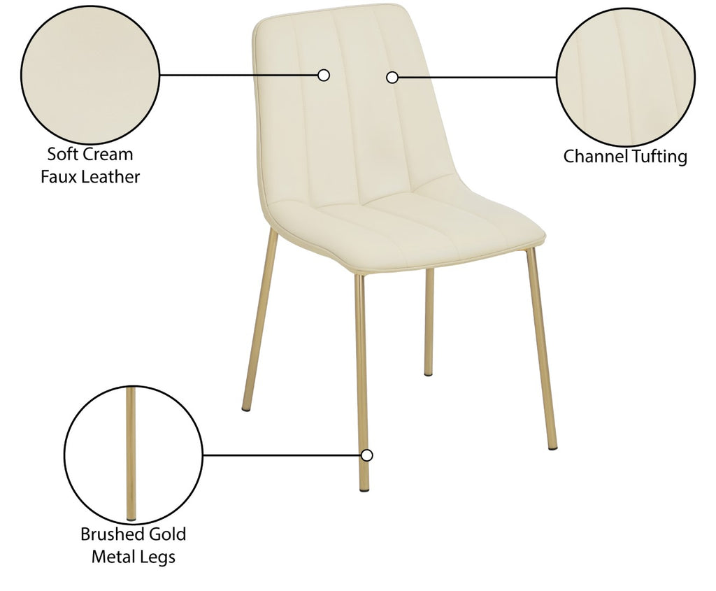 Isla Faux Leather / Metal / Foam Contemporary Cream Faux Leather Dining Chair - 18.5" W x 22.5" D x 33.5" H