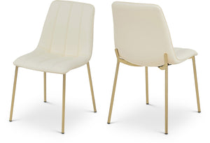 Isla Faux Leather / Metal / Foam Contemporary Cream Faux Leather Dining Chair - 18.5" W x 22.5" D x 33.5" H