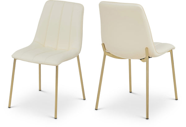 Isla Faux Leather / Metal / Foam Contemporary Cream Faux Leather Dining Chair - 18.5" W x 22.5" D x 33.5" H