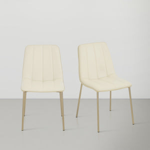 Isla Faux Leather / Metal / Foam Contemporary Cream Faux Leather Dining Chair - 18.5" W x 22.5" D x 33.5" H